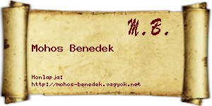Mohos Benedek névjegykártya